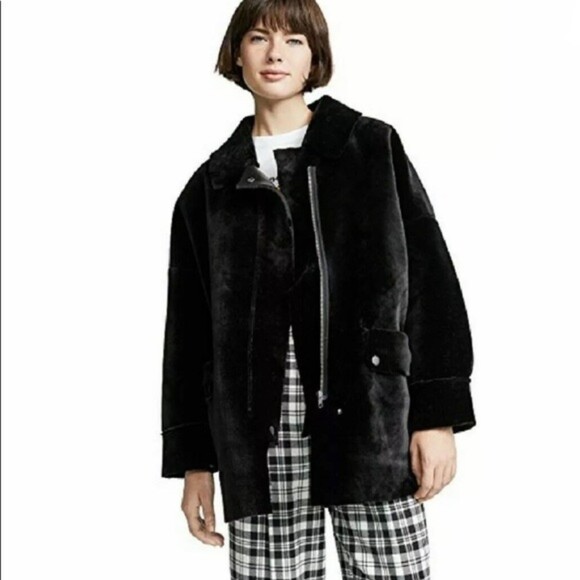 Free People Lindsay Faux Fur Oversize Coat, Black, Size S